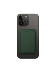 Portefeuille magnétique en cuir compatible avec MagSafe vert foncé