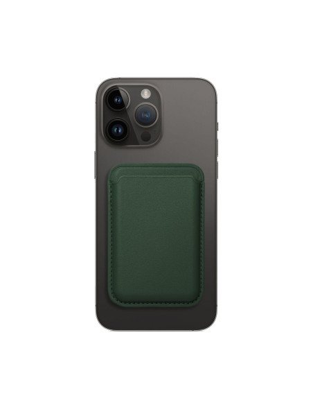 Portefeuille magnétique en cuir compatible avec MagSafe vert foncé