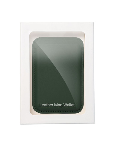 Portefeuille magnétique en cuir compatible avec MagSafe vert foncé