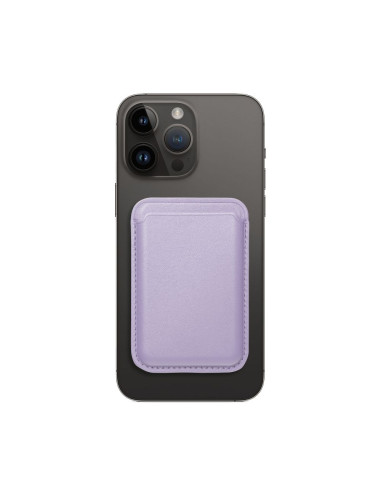 PORTEFEUILLE MAG EN CUIR Portefeuille magnétique compatible avec MagSafe lilas