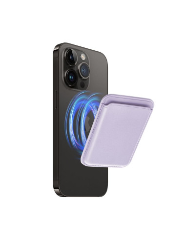 PORTEFEUILLE MAG EN CUIR Portefeuille magnétique compatible avec MagSafe lilas