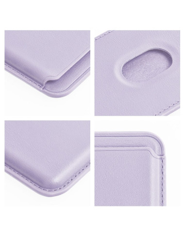 PORTEFEUILLE MAG EN CUIR Portefeuille magnétique compatible avec MagSafe lilas