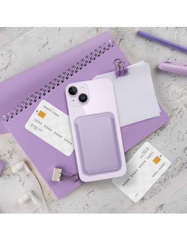 PORTEFEUILLE MAG EN CUIR Portefeuille magnétique compatible avec MagSafe lilas