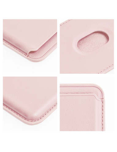 Portefeuille Mag en cuir rose clair
