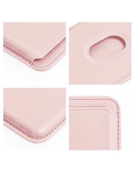 Portefeuille Mag en cuir rose clair