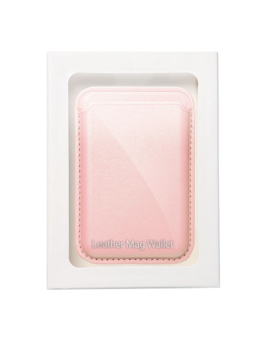 Portefeuille Mag en cuir rose clair