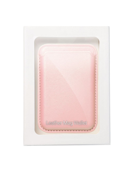 Portefeuille Mag en cuir rose clair
