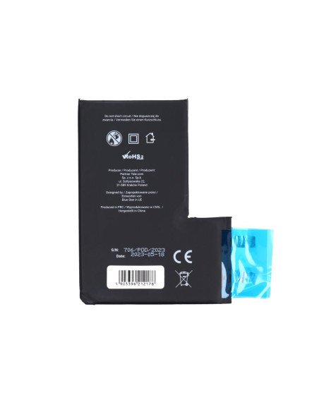 Kit de cellule de batterie (soudage par points requis) sans BMS pour Iphone 12 PRO MAX 3687 mAh Blue Star HQ