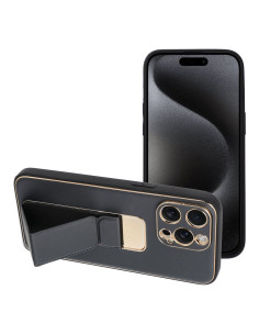 Etui LEATHER Case Kickstand pour IPHONE 15 PRO MAX NOIR