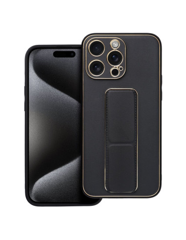 Etui LEATHER Case Kickstand pour IPHONE 15 PRO MAX NOIR