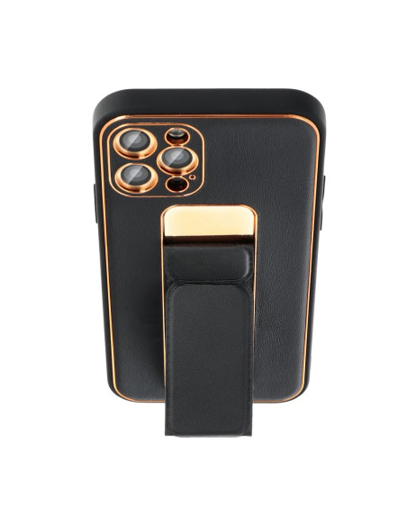 Etui LEATHER Case Kickstand pour IPHONE 15 PRO MAX NOIR
