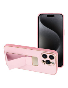 Etui LEATHER Case Kickstand pour IPHONE 15 PRO MAX ROSE