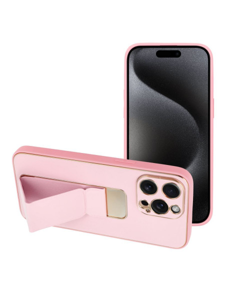 Etui LEATHER Case Kickstand pour IPHONE 15 PRO MAX ROSE