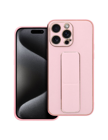Etui LEATHER Case Kickstand pour IPHONE 15 PRO MAX ROSE