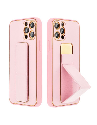 Etui LEATHER Case Kickstand pour IPHONE 15 PRO MAX ROSE