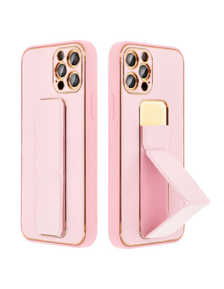 Etui LEATHER Case Kickstand pour IPHONE 15 PRO MAX ROSE