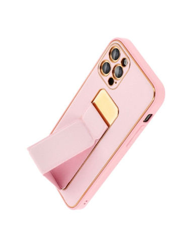Etui LEATHER Case Kickstand pour IPHONE 15 PRO MAX ROSE