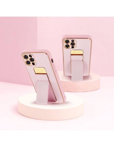 Etui LEATHER Case Kickstand pour IPHONE 15 PRO MAX ROSE