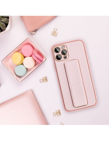 Etui LEATHER Case Kickstand pour IPHONE 15 PRO MAX ROSE