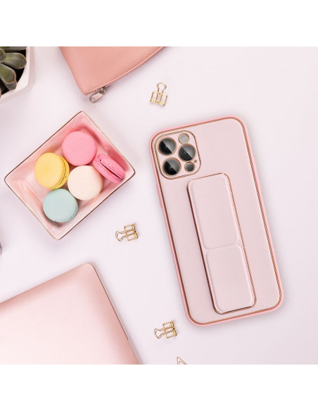 Etui LEATHER Case Kickstand pour IPHONE 15 PRO MAX ROSE