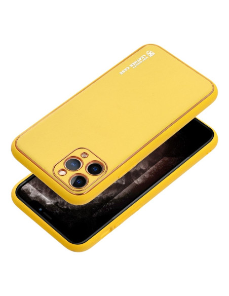 Etui LEATHER Case en cuir pour IPHONE 15 PRO JAUNE