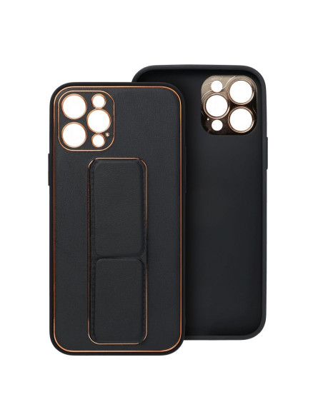 Etui LEATHER Case Kickstand pour IPHONE 15 PLUS NOIR