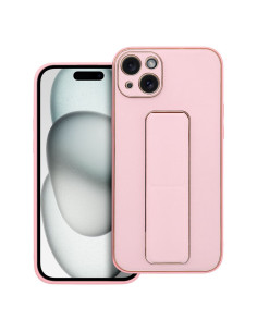 Etui LEATHER Case Kickstand pour IPHONE 15 PLUS ROSE 2
