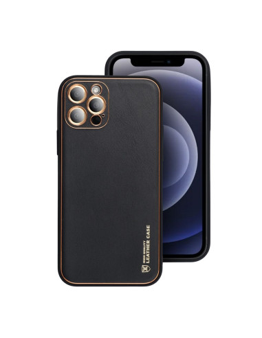 Etui LEATHER Case en cuir pour IPHONE 15 PLUS NOIR