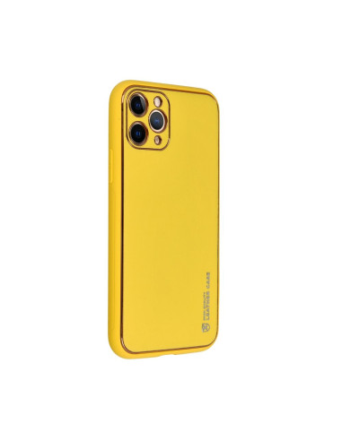 Etui LEATHER Case en cuir pour IPHONE 15 PLUS JAUNE