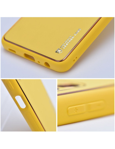 Etui LEATHER Case en cuir pour IPHONE 15 PLUS JAUNE