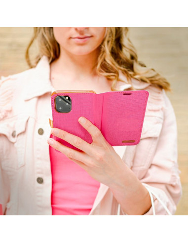 Etui Canvas pour IPHONE 15 rose