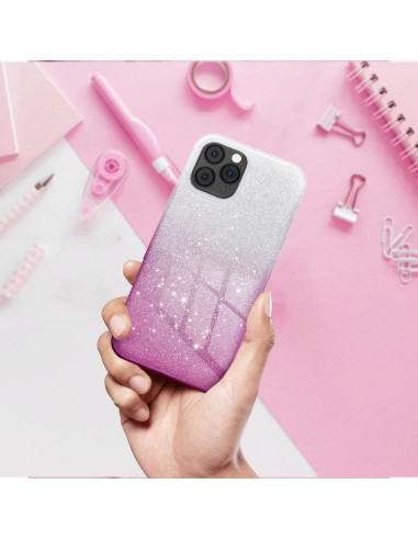 Coque Forcell - SHINING pour IPHONE 15 PLUS TRANSPARENT / ROSE