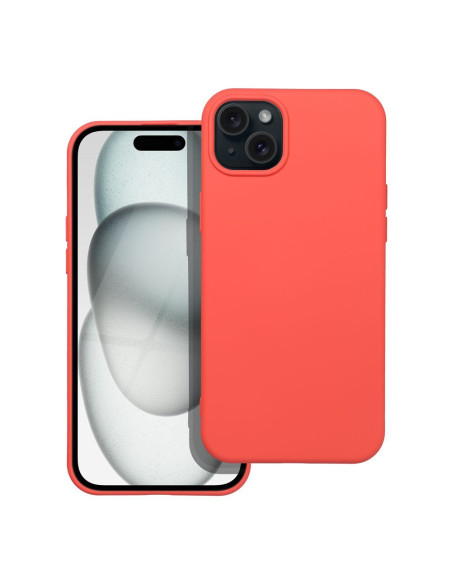 COQUE SILICONE pour IPHONE 15 PLUS pêche