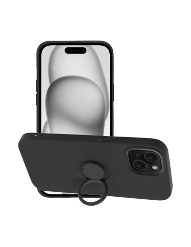 Coque SILICONE RING pour IPHONE 15 noir