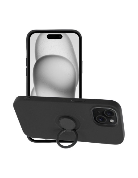 Coque SILICONE RING pour IPHONE 15 noir