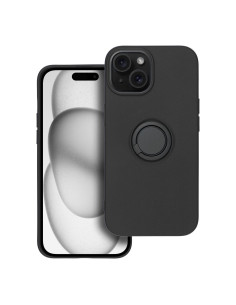Coque SILICONE RING pour IPHONE 15 noir 2