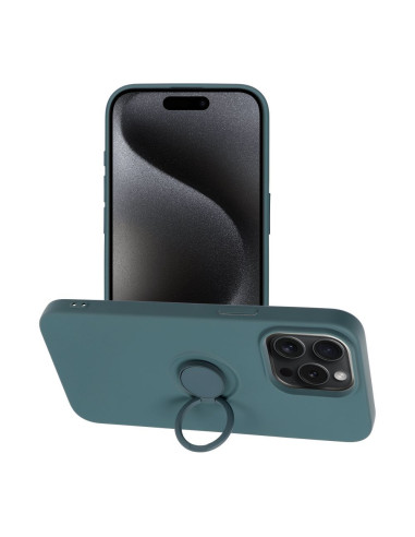 Coque SILICONE RING pour IPHONE 15 PRO MAX vert