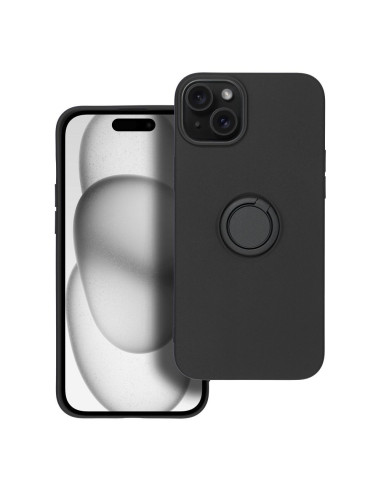 Coque SILICONE RING pour IPHONE 15 PLUS noir