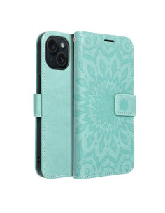 Etui MEZZO Book pour IPHONE 15 mandala vert 2