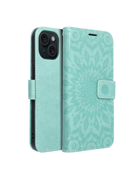 Etui MEZZO Book pour IPHONE 15 mandala vert