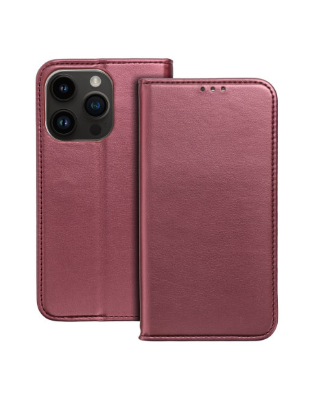 Etui Smart Magneto pour IPHONE 15 bordeaux