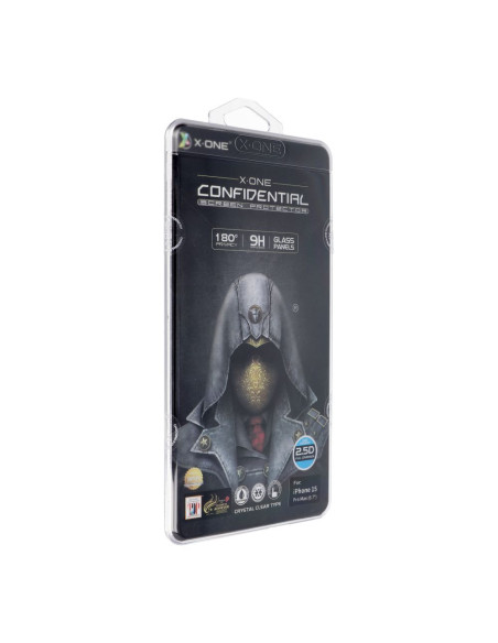 Verre trempé X-ONE Full Cover Extra Strong Privacy - APP IPHO 15 Pro Max (full glue) NOIR