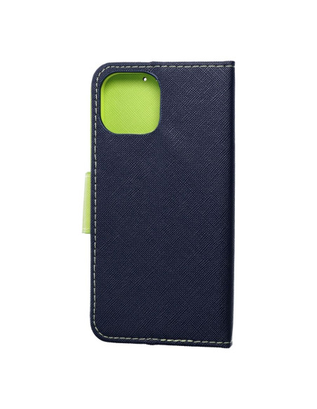 Etui pour IPHONE 15 bleu marine / vert lime
