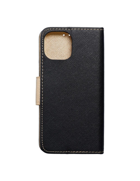 Etui Fancy Book pour IPHONE 15 noir / or