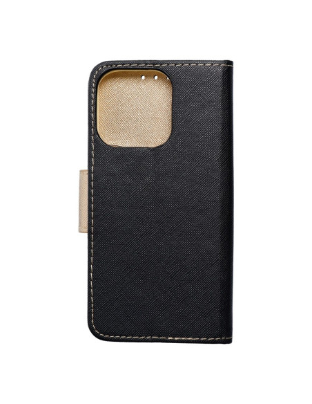 Etui Fancy Book pour IPHONE 15 PRO noir / or