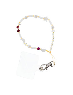 Pendentif MUSHLE pour téléphone / longueur du cordon 44cm (22cm en boucle) / bracelet - blanc et violet