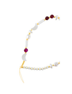 Pendentif MUSHLE pour téléphone / longueur du cordon 44cm (22cm en boucle) / bracelet - blanc et violet 2
