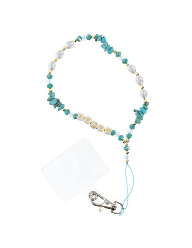 Pendentif téléphone HAPPY / longueur du cordon 44cm (22cm dans la boucle) / bracelet - bleu