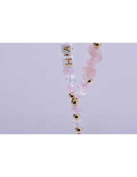 Pendentif téléphone HAPPY / longueur du cordon 44cm (22cm en boucle) / bracelet - rose