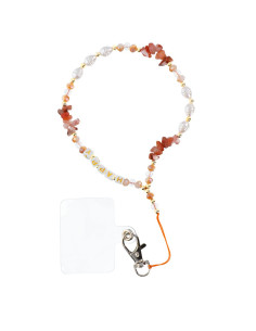 Pendentif téléphone HAPPY / longueur du cordon 44cm (22cm dans la boucle) / bracelet - orange